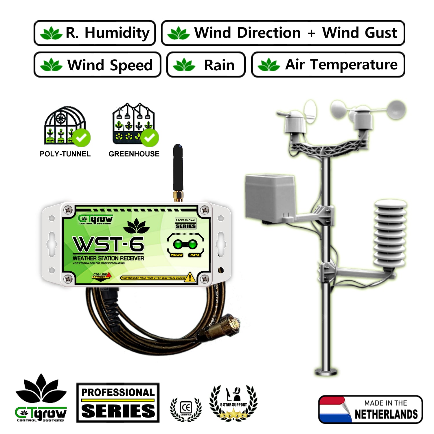 Outdoor Unit Array Weather-Station unit (unit + outdoor array with wind/rain/temp/humidity ...